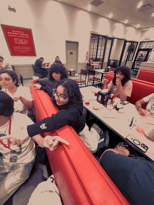 groups of people pointing at each other. we were playing some fuckass game.